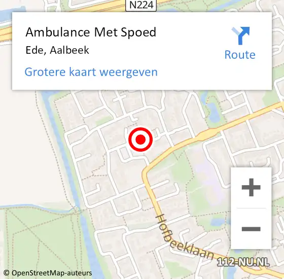 Locatie op kaart van de 112 melding: Ambulance Met Spoed Naar Ede, Aalbeek op 17 april 2022 06:06