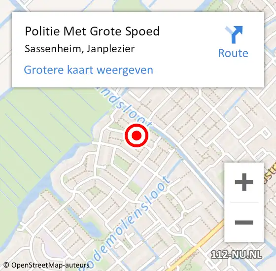 Locatie op kaart van de 112 melding: Politie Met Grote Spoed Naar Sassenheim, Janplezier op 17 april 2022 06:35