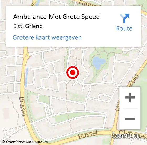 Locatie op kaart van de 112 melding: Ambulance Met Grote Spoed Naar Elst, Griend op 17 april 2022 07:17