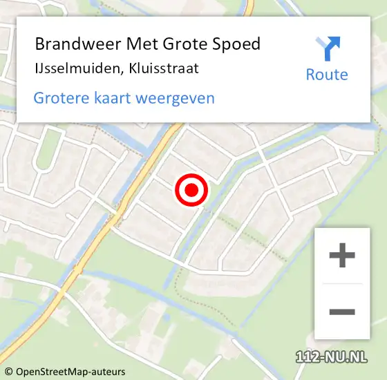 Locatie op kaart van de 112 melding: Brandweer Met Grote Spoed Naar IJsselmuiden, Kluisstraat op 17 april 2022 08:01