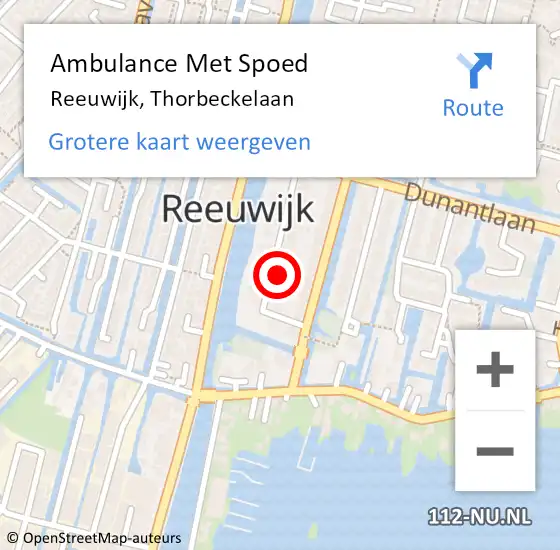 Locatie op kaart van de 112 melding: Ambulance Met Spoed Naar Reeuwijk, Thorbeckelaan op 17 april 2022 08:29