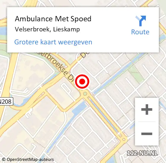Locatie op kaart van de 112 melding: Ambulance Met Spoed Naar Velserbroek, Lieskamp op 17 april 2022 08:30