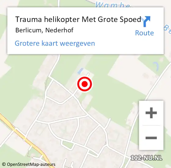 Locatie op kaart van de 112 melding: Trauma helikopter Met Grote Spoed Naar Berlicum, Nederhof op 17 april 2022 09:14