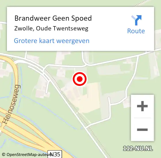 Locatie op kaart van de 112 melding: Brandweer Geen Spoed Naar Zwolle, Oude Twentseweg op 17 april 2022 09:16