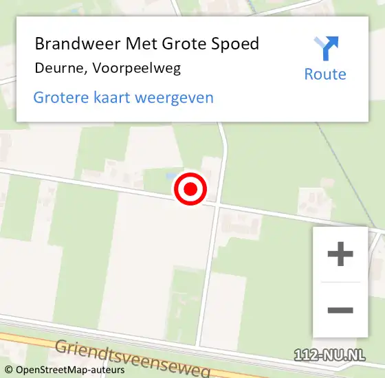 Locatie op kaart van de 112 melding: Brandweer Met Grote Spoed Naar Deurne, Voorpeelweg op 17 april 2022 09:18