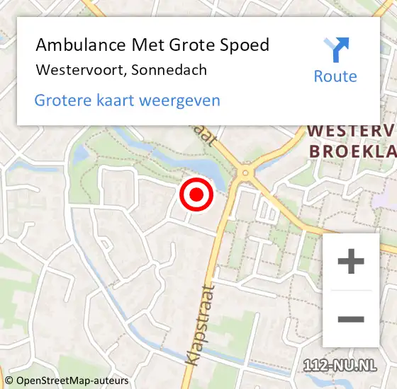 Locatie op kaart van de 112 melding: Ambulance Met Grote Spoed Naar Westervoort, Sonnedach op 17 april 2022 09:24