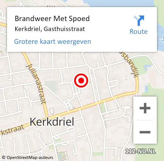 Locatie op kaart van de 112 melding: Brandweer Met Spoed Naar Kerkdriel, Gasthuisstraat op 17 april 2022 09:36