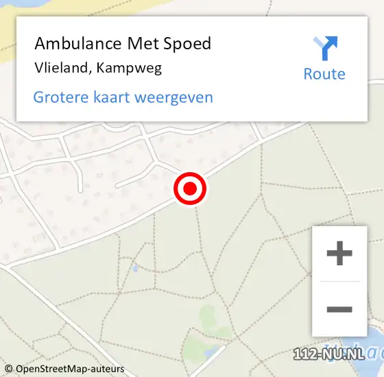 Locatie op kaart van de 112 melding: Ambulance Met Spoed Naar Vlieland, Kampweg op 8 september 2013 22:06