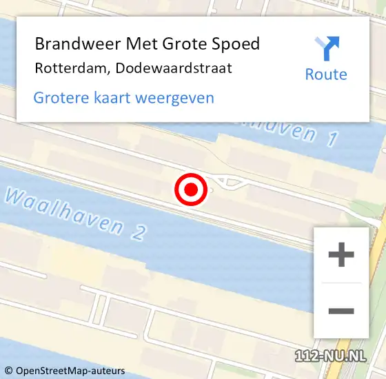 Locatie op kaart van de 112 melding: Brandweer Met Grote Spoed Naar Rotterdam, Dodewaardstraat op 17 april 2022 09:53