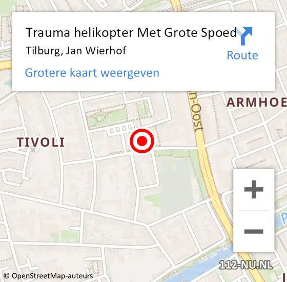 Locatie op kaart van de 112 melding: Trauma helikopter Met Grote Spoed Naar Tilburg, Jan Wierhof op 17 april 2022 10:48