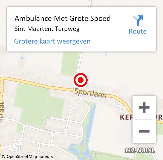 Locatie op kaart van de 112 melding: Ambulance Met Grote Spoed Naar Sint Maarten, Terpweg op 17 april 2022 10:51