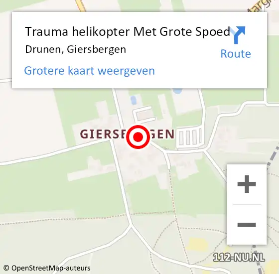Locatie op kaart van de 112 melding: Trauma helikopter Met Grote Spoed Naar Drunen, Giersbergen op 17 april 2022 11:38