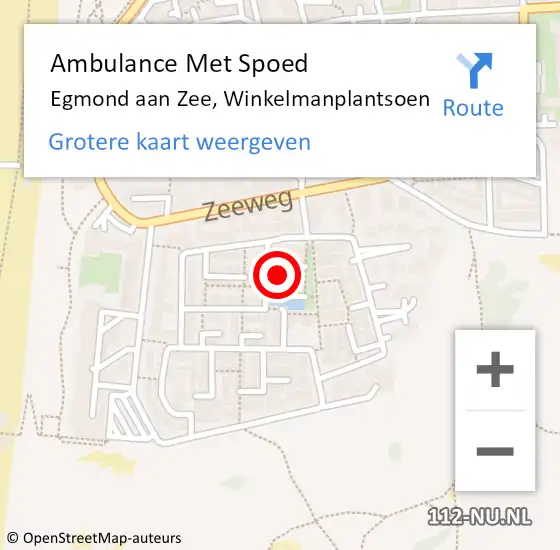 Locatie op kaart van de 112 melding: Ambulance Met Spoed Naar Egmond aan Zee, Winkelmanplantsoen op 17 april 2022 12:07