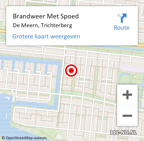 Locatie op kaart van de 112 melding: Brandweer Met Spoed Naar De Meern, Trichterberg op 17 april 2022 12:43