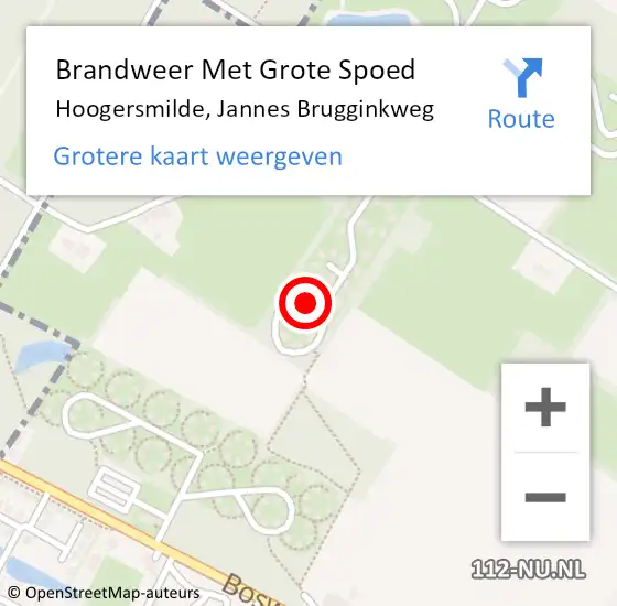 Locatie op kaart van de 112 melding: Brandweer Met Grote Spoed Naar Hoogersmilde, Jannes Brugginkweg op 17 april 2022 12:45