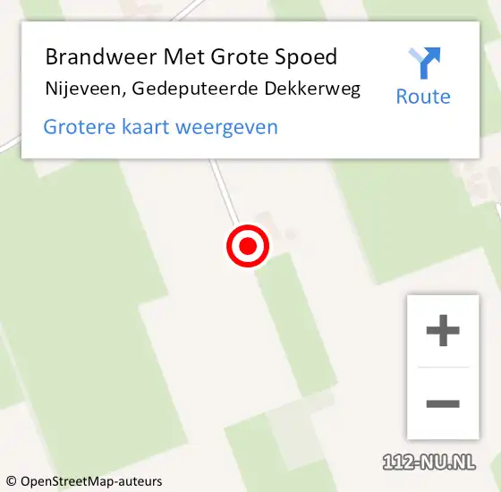 Locatie op kaart van de 112 melding: Brandweer Met Grote Spoed Naar Nijeveen, Gedeputeerde Dekkerweg op 17 april 2022 12:48