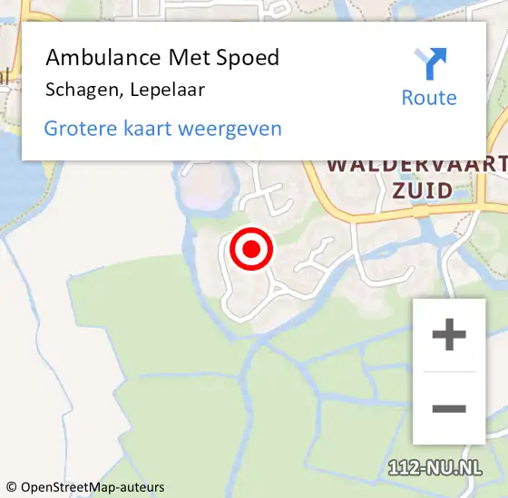 Locatie op kaart van de 112 melding: Ambulance Met Spoed Naar Schagen, Lepelaar op 17 april 2022 12:51