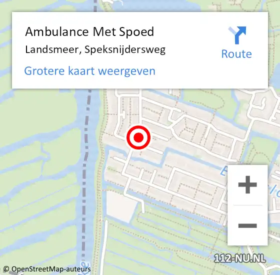 Locatie op kaart van de 112 melding: Ambulance Met Spoed Naar Landsmeer, Speksnijdersweg op 17 april 2022 12:58