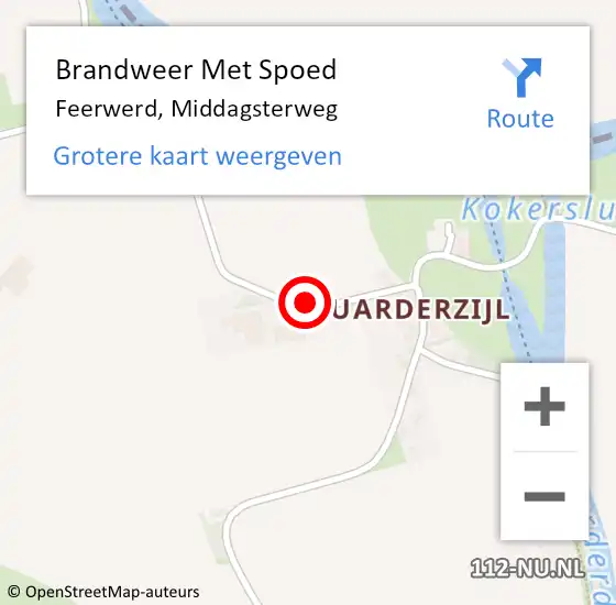 Locatie op kaart van de 112 melding: Brandweer Met Spoed Naar Feerwerd, Middagsterweg op 17 april 2022 13:18