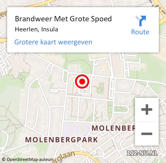 Locatie op kaart van de 112 melding: Brandweer Met Grote Spoed Naar Heerlen, Insula op 17 april 2022 13:20