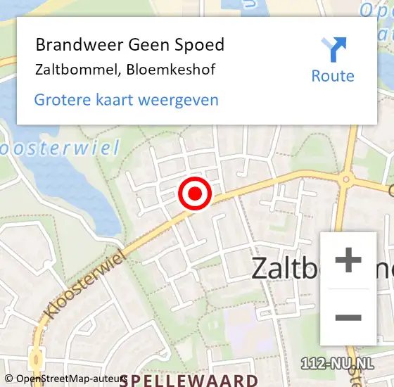 Locatie op kaart van de 112 melding: Brandweer Geen Spoed Naar Zaltbommel, Bloemkeshof op 17 april 2022 13:28