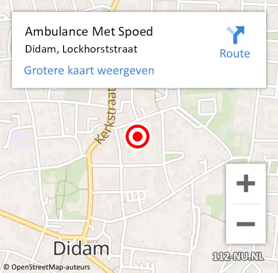 Locatie op kaart van de 112 melding: Ambulance Met Spoed Naar Didam, Lockhorststraat op 17 april 2022 13:48