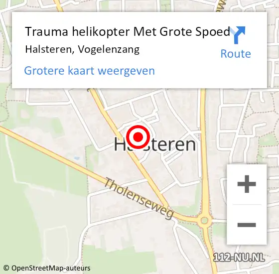 Locatie op kaart van de 112 melding: Trauma helikopter Met Grote Spoed Naar Halsteren, Vogelenzang op 17 april 2022 13:50