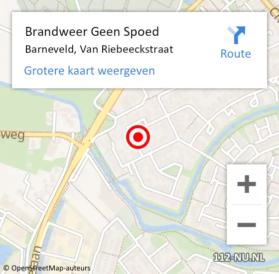 Locatie op kaart van de 112 melding: Brandweer Geen Spoed Naar Barneveld, Van Riebeeckstraat op 17 april 2022 13:58