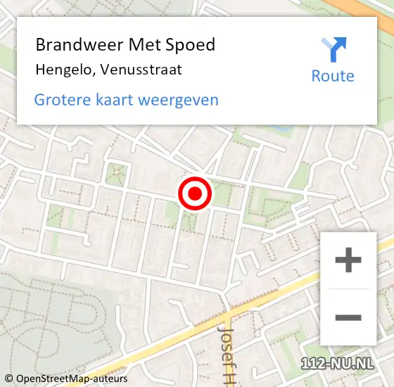 Locatie op kaart van de 112 melding: Brandweer Met Spoed Naar Hengelo, Venusstraat op 17 april 2022 14:10