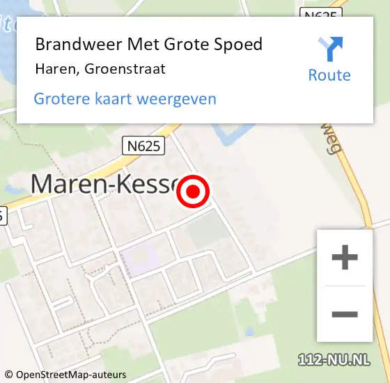 Locatie op kaart van de 112 melding: Brandweer Met Grote Spoed Naar Haren, Groenstraat op 17 april 2022 14:24