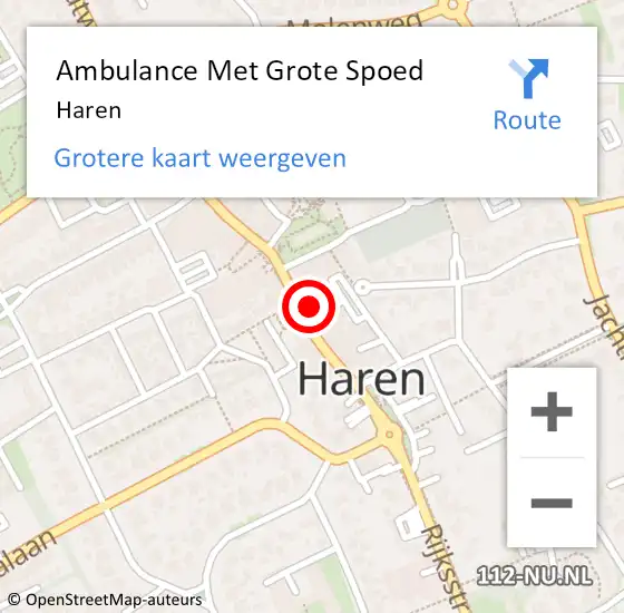Locatie op kaart van de 112 melding: Ambulance Met Grote Spoed Naar Haren op 17 april 2022 14:25