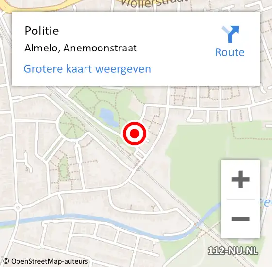 Locatie op kaart van de 112 melding: Politie Almelo, Anemoonstraat op 17 april 2022 14:30