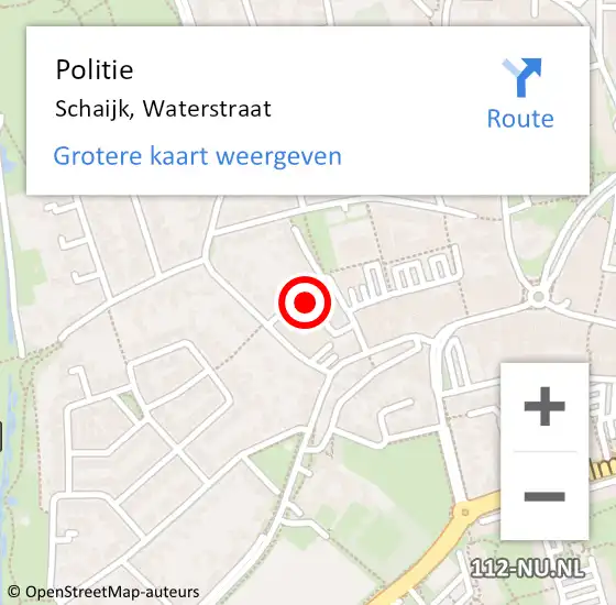 Locatie op kaart van de 112 melding: Politie Schaijk, Waterstraat op 17 april 2022 14:31