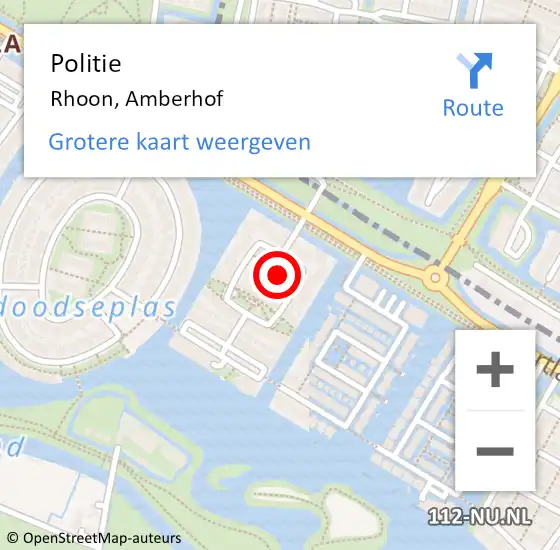 Locatie op kaart van de 112 melding: Politie Rhoon, Amberhof op 17 april 2022 14:40