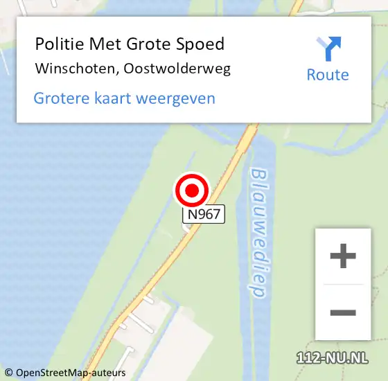 Locatie op kaart van de 112 melding: Politie Met Grote Spoed Naar Winschoten, Oostwolderweg op 17 april 2022 14:43