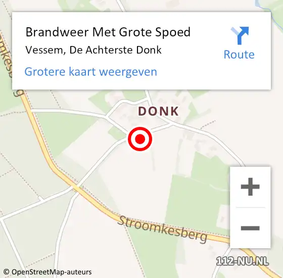 Locatie op kaart van de 112 melding: Brandweer Met Grote Spoed Naar Vessem, De Achterste Donk op 17 april 2022 14:43