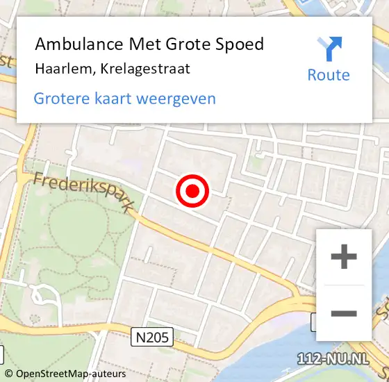 Locatie op kaart van de 112 melding: Ambulance Met Grote Spoed Naar Haarlem, Krelagestraat op 17 april 2022 14:44