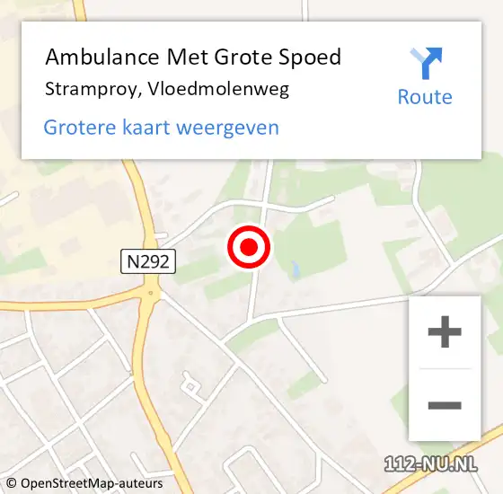 Locatie op kaart van de 112 melding: Ambulance Met Grote Spoed Naar Stramproy, Vloedmolenweg op 17 april 2022 14:56