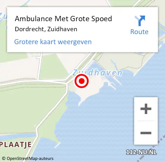 Locatie op kaart van de 112 melding: Ambulance Met Grote Spoed Naar Dordrecht, Zuidhaven op 17 april 2022 14:56