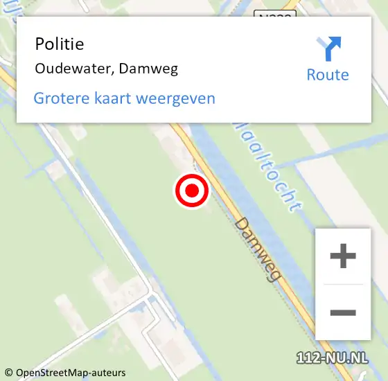 Locatie op kaart van de 112 melding: Politie Oudewater, Damweg op 17 april 2022 14:59