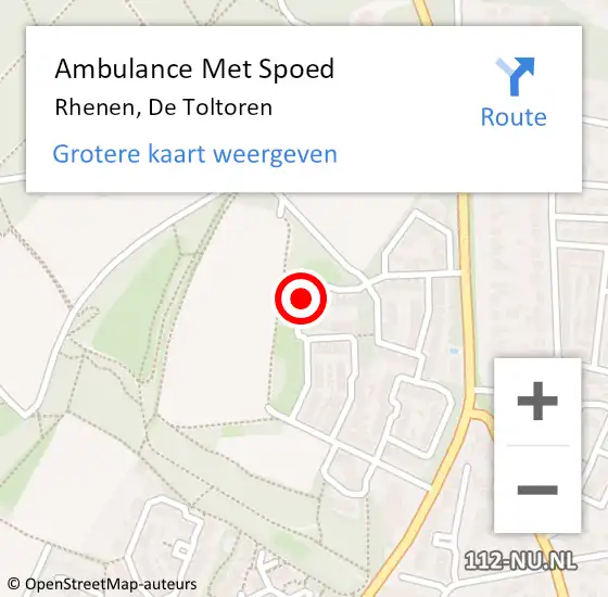 Locatie op kaart van de 112 melding: Ambulance Met Spoed Naar Rhenen, De Toltoren op 17 april 2022 15:06