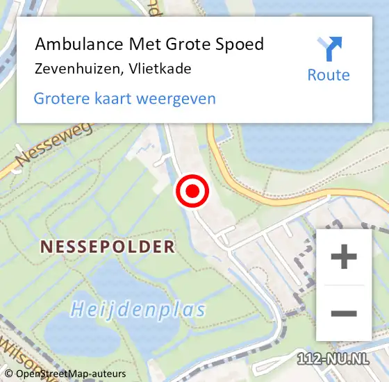 Locatie op kaart van de 112 melding: Ambulance Met Grote Spoed Naar Zevenhuizen, Vlietkade op 17 april 2022 15:22
