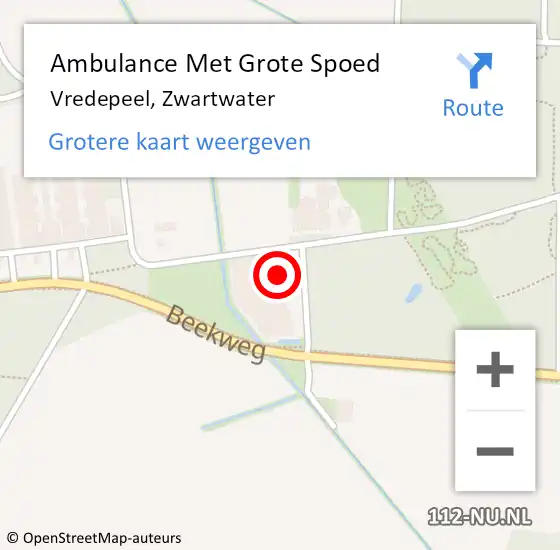 Locatie op kaart van de 112 melding: Ambulance Met Grote Spoed Naar Vredepeel, Zwartwater op 17 april 2022 15:42