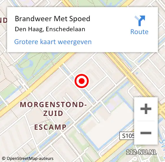 Locatie op kaart van de 112 melding: Brandweer Met Spoed Naar Den Haag, Enschedelaan op 17 april 2022 15:45