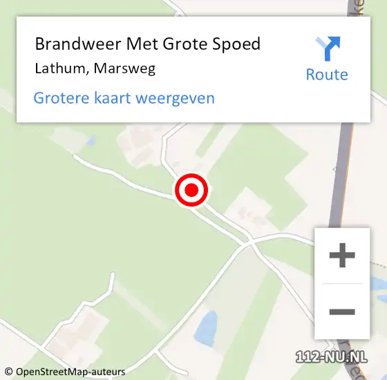 Locatie op kaart van de 112 melding: Brandweer Met Grote Spoed Naar Lathum, Marsweg op 17 april 2022 15:51