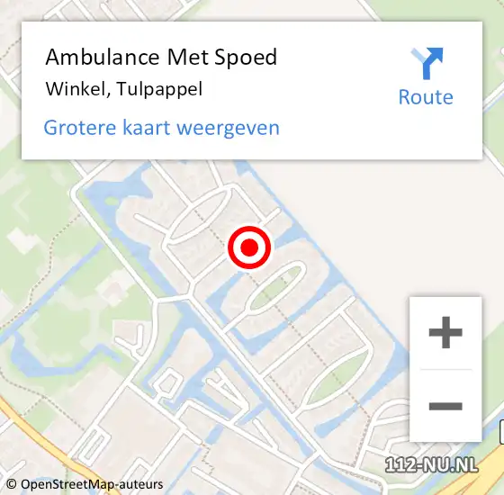 Locatie op kaart van de 112 melding: Ambulance Met Spoed Naar Winkel, Tulpappel op 17 april 2022 15:53