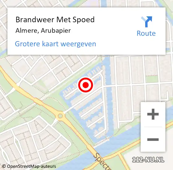 Locatie op kaart van de 112 melding: Brandweer Met Spoed Naar Almere, Arubapier op 17 april 2022 15:54