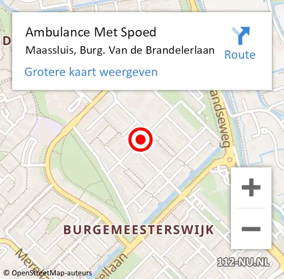 Locatie op kaart van de 112 melding: Ambulance Met Spoed Naar Maassluis, Burg. Van de Brandelerlaan op 17 april 2022 15:55