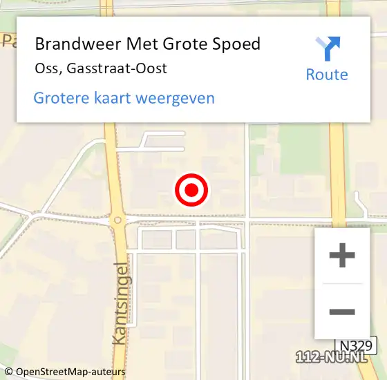 Locatie op kaart van de 112 melding: Brandweer Met Grote Spoed Naar Oss, Gasstraat-Oost op 17 april 2022 16:07