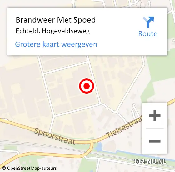 Locatie op kaart van de 112 melding: Brandweer Met Spoed Naar Echteld, Hogeveldseweg op 17 april 2022 16:19